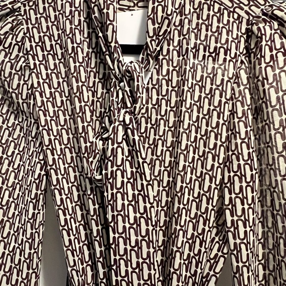 NWT Zara Brown Print Midi Dress Size XL Stunner! Bow Tie shirt dress long sleeve - Picture 8 of 16